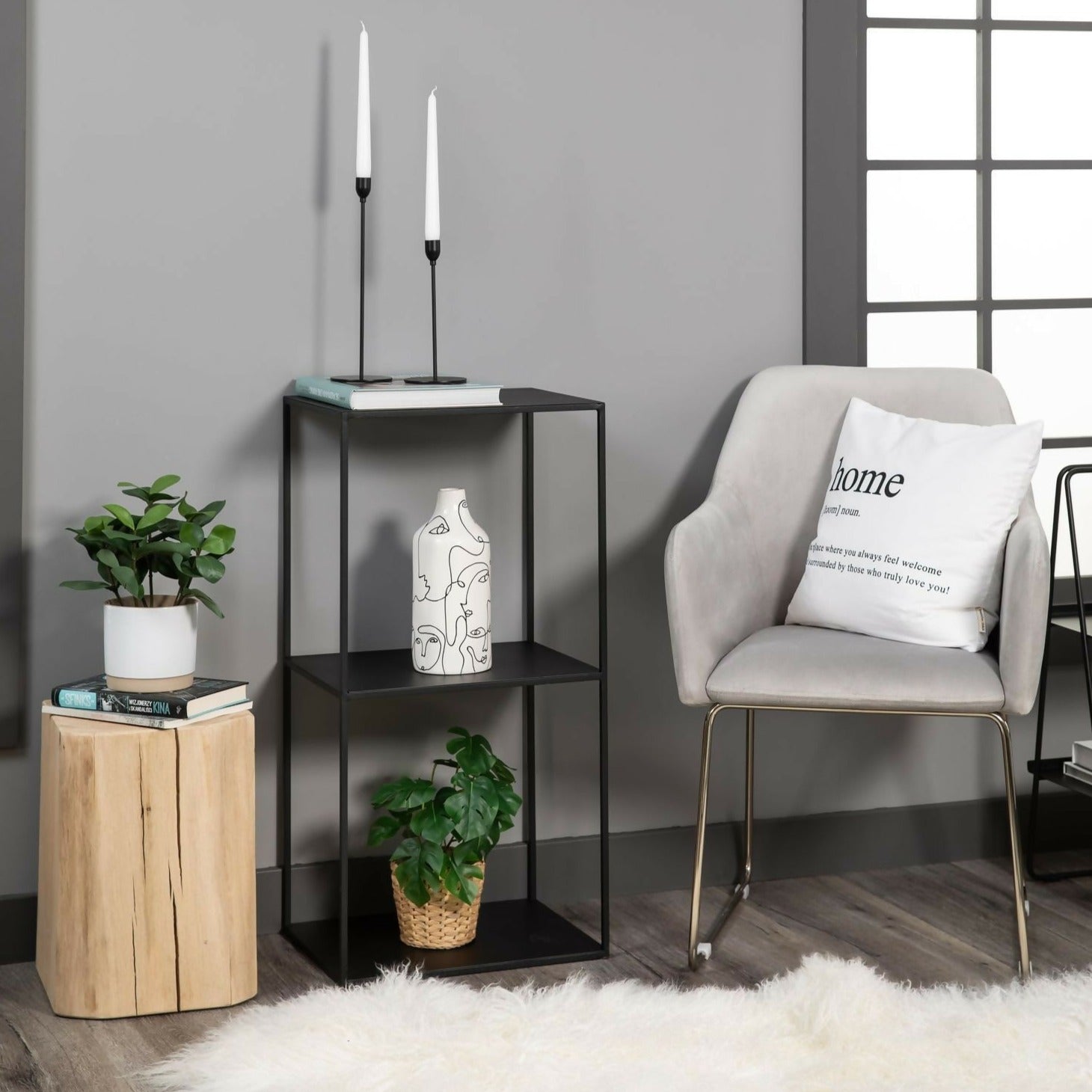 Mesa Lateral Altar Doble Repisa Metal Black