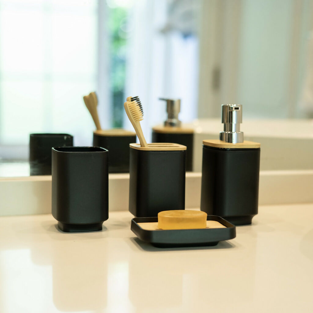 Set Accesorios de Baño 6pcs Bambo Blanco Simplit