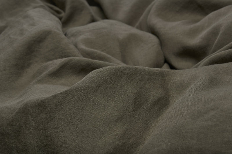 Set Funda Plumón 100% Lino prelavado, color kaki