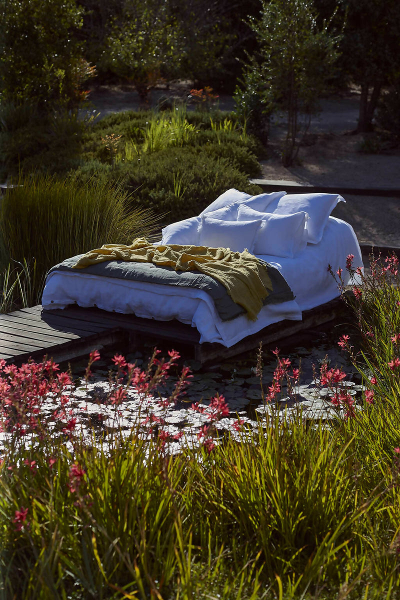 Set funda plumón 100% lino prelavado, color blanco