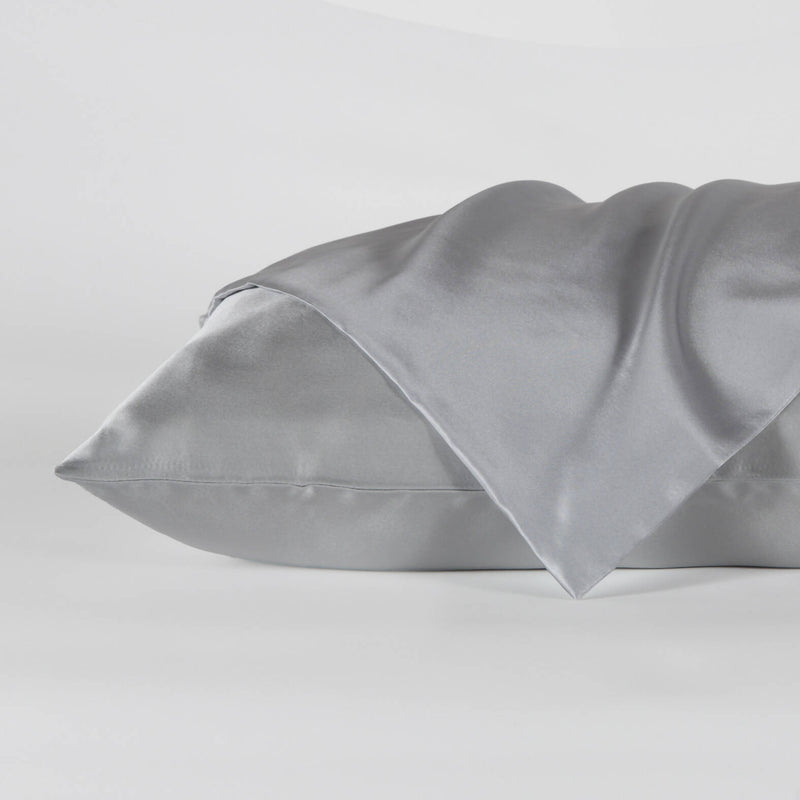 Funda de almohada 100% Seda- King -Gris Claro