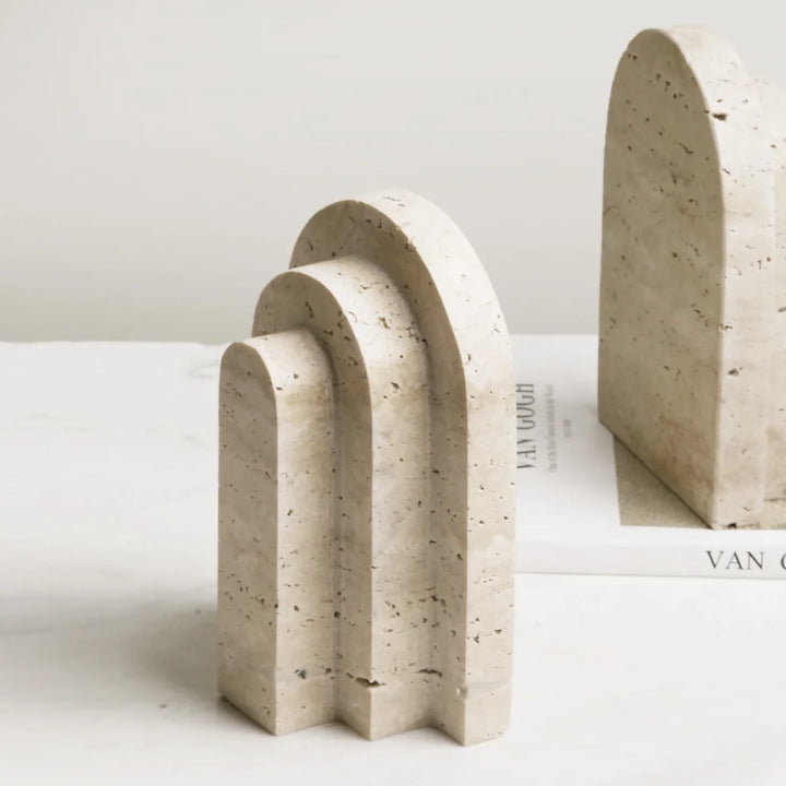 Sujeta Libros Escultura Griega Travertino Soporte