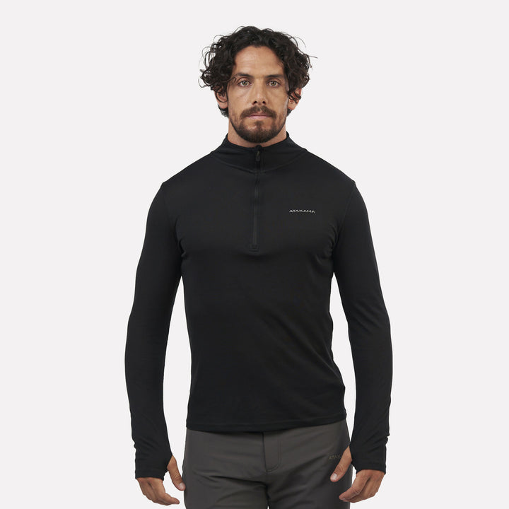 Primera capa térmica Hombre 1/4 Zip-Cuello VentoFit Negra
