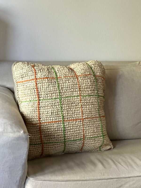 CojínLíneasNaranjaVerdesTalca4