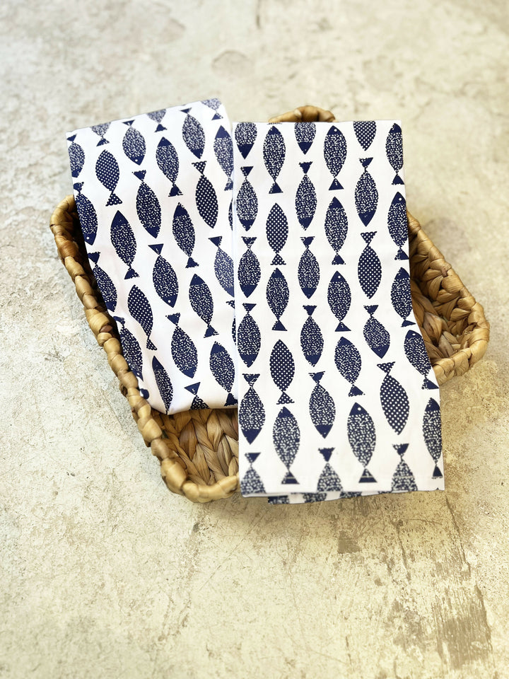 Paño de Cocina Azul con Diseño de Peces