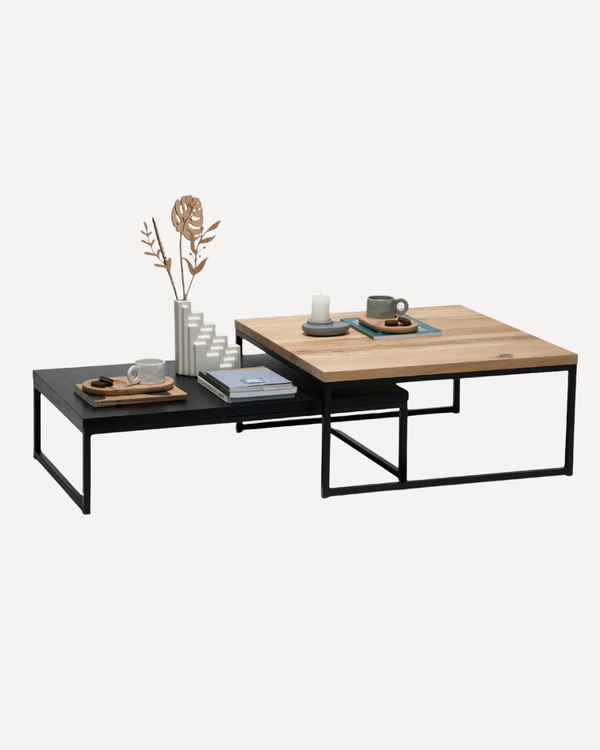 Mesa de Centro Duo Wood Black Lenga