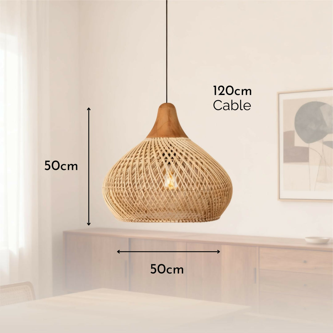 Lampara Colgante Rattan Claro Duna 50cm