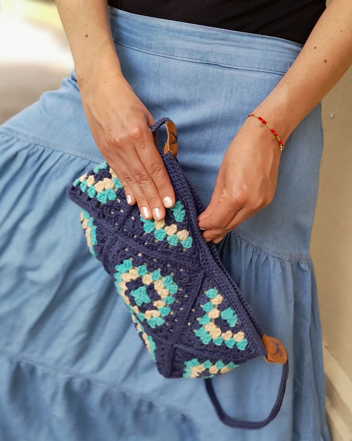 Cartera Bandolera Tejida Color Calipso