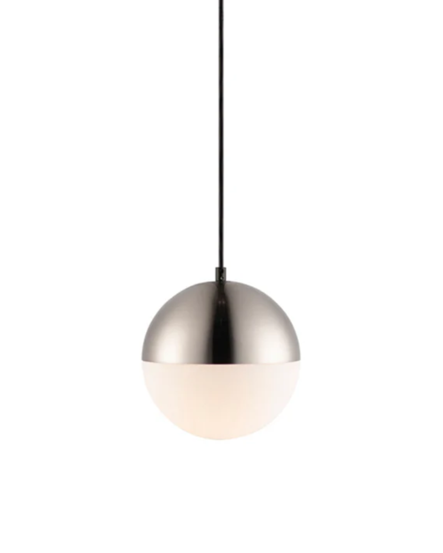 Lámpara colgante de aluminio plateado y vidrio Ball