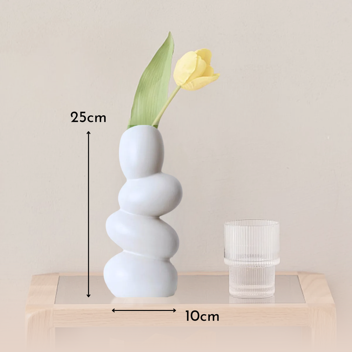 Florero Cerámica Centro de Mesa Blanco Stones