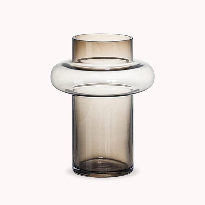 Florero de Vidrio Anillo Ambar Gastado Figura Deco