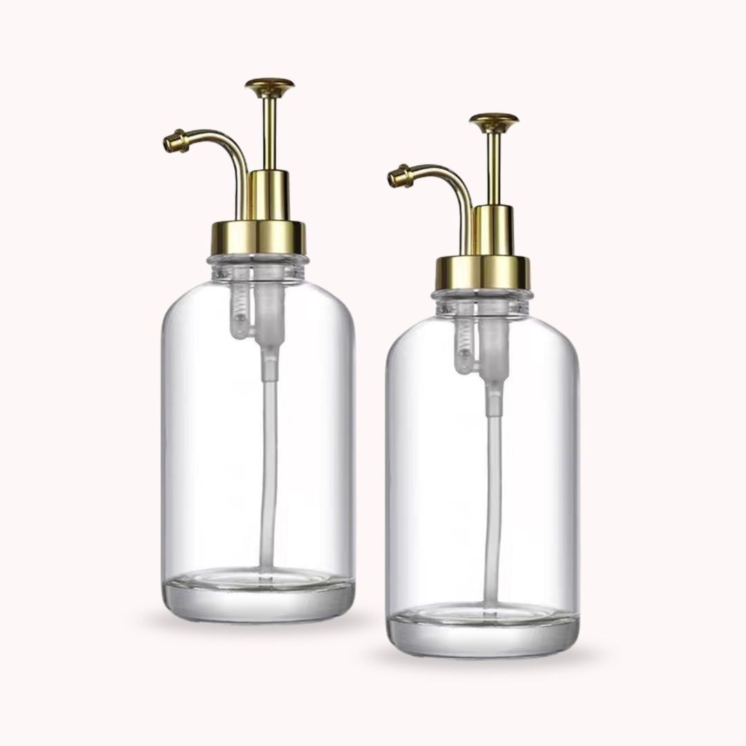 Dispensadores de Vidrio 500ml Botella Luxe Set 2 Dorado