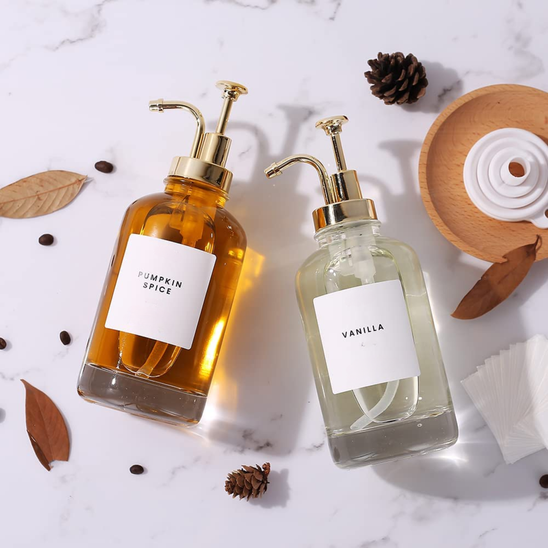 Dispensadores de Vidrio 500ml Botella Luxe Set 2 Dorado