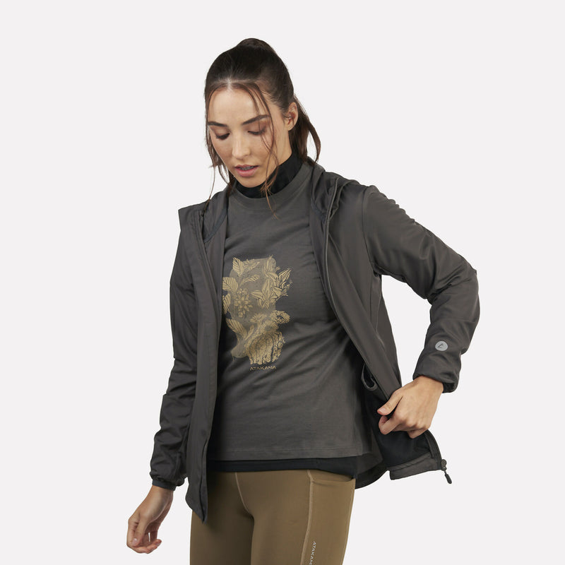 Chaqueta Cortaviento Ultraligero Mujer Declive Gris Arena