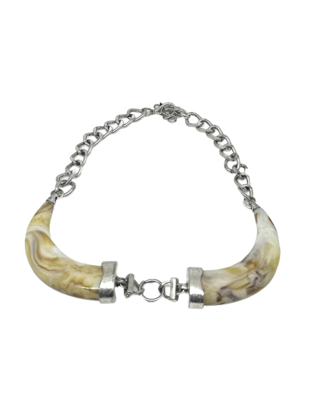 Collar Colmillo Doble Plateado
