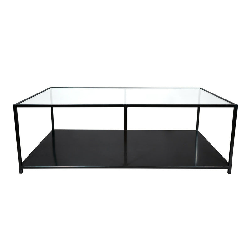 Mesa de centro Rectangular 120 Negra dos niveles | METAL GLASS