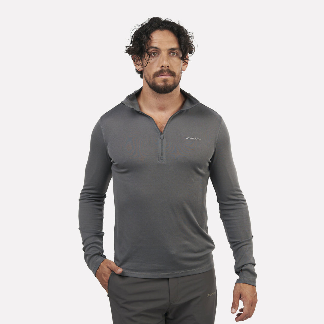Primera capa térmica Hombre 1/4 Zip-Cuello VentoFit Gris ceniza