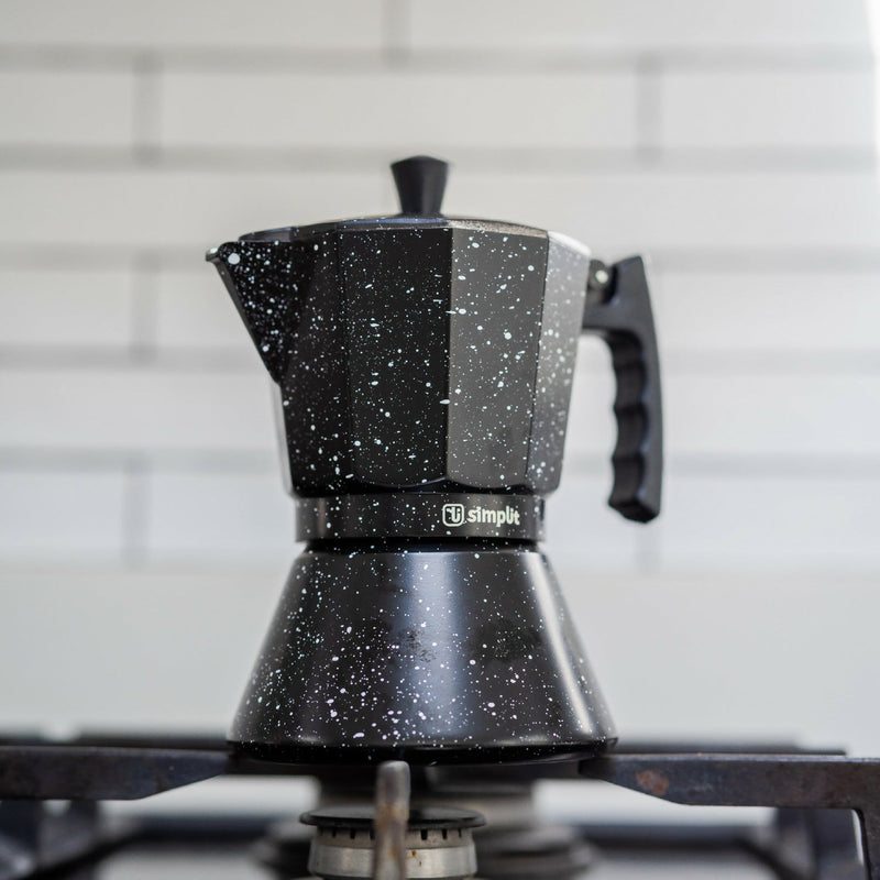 Cafetera Italiana Simplit Negra Granito de Aluminio 12 Tazas