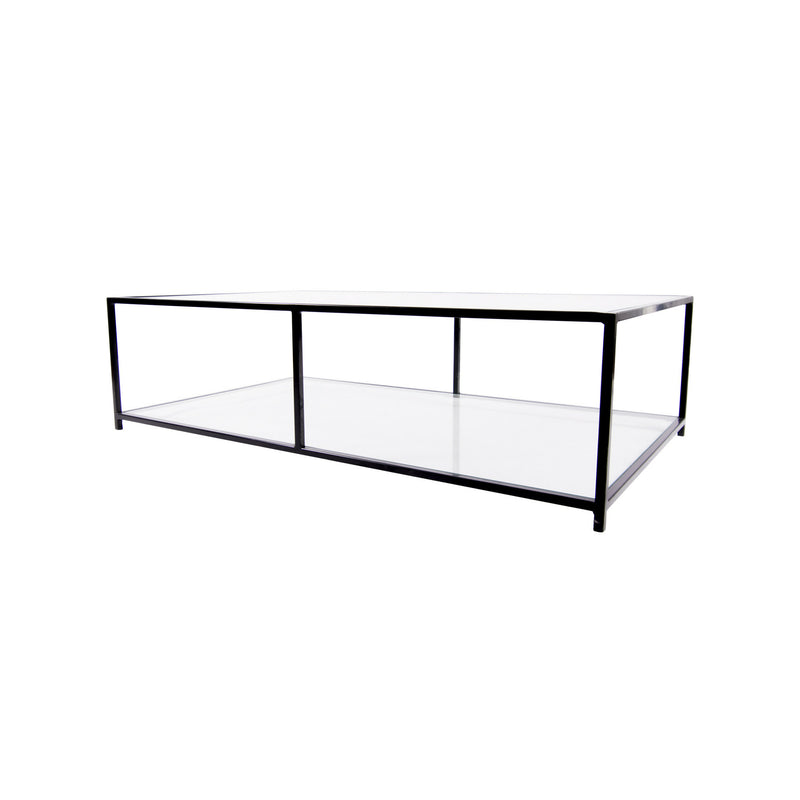 Mesa de centro Rectangular 120 dos niveles | GLASS BLACK