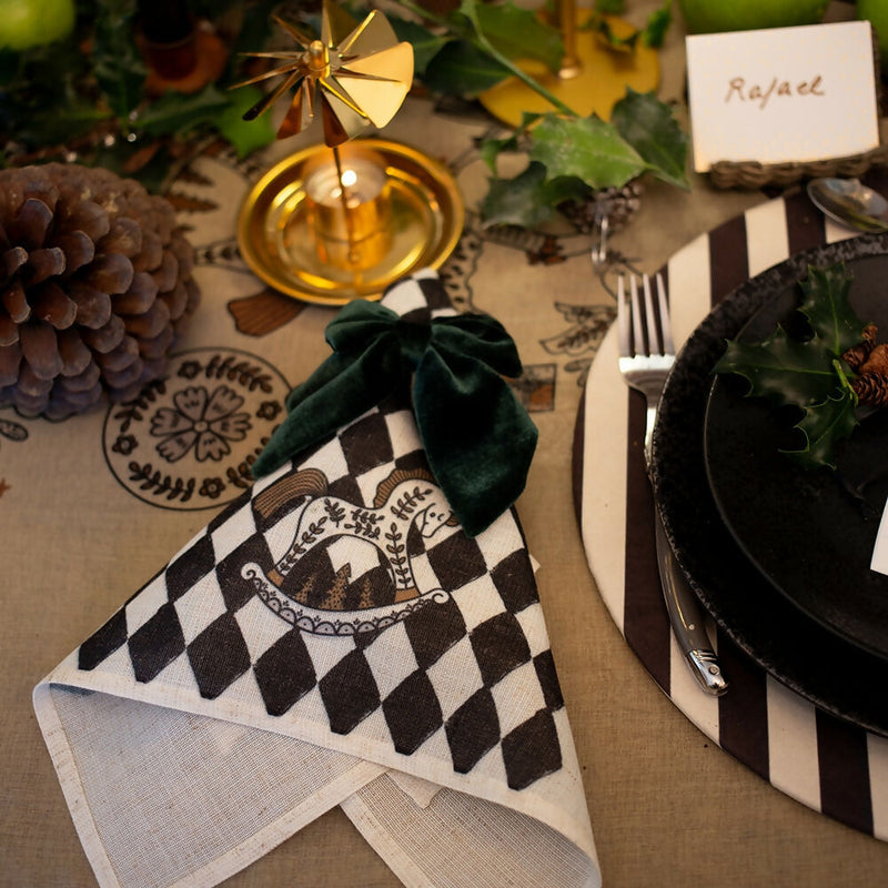 Set 4 Servilletas Cascanueces Dorado - Lino Poliester