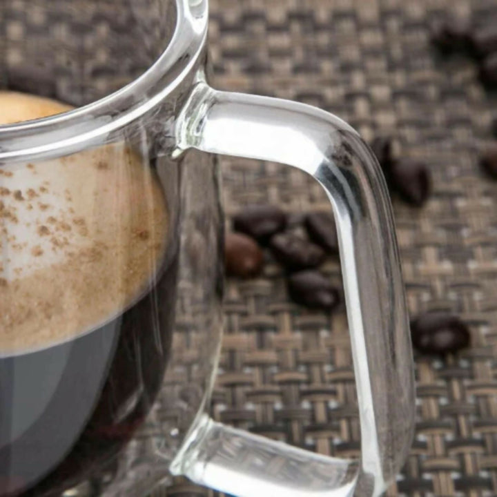 Set 4 Tazas Doble Pared Vidrio 350 ml