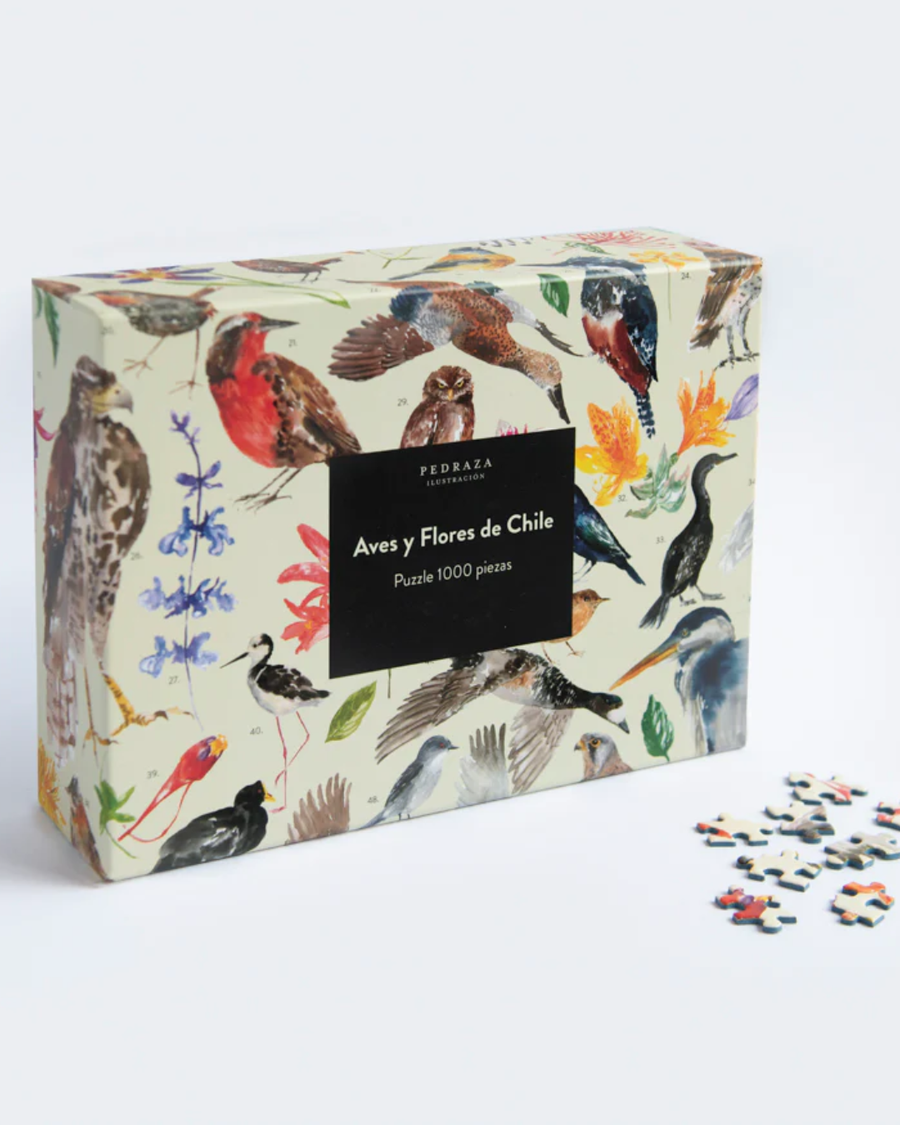 Puzzle ilustrado – Aves y flores de Chile (1000 piezas)