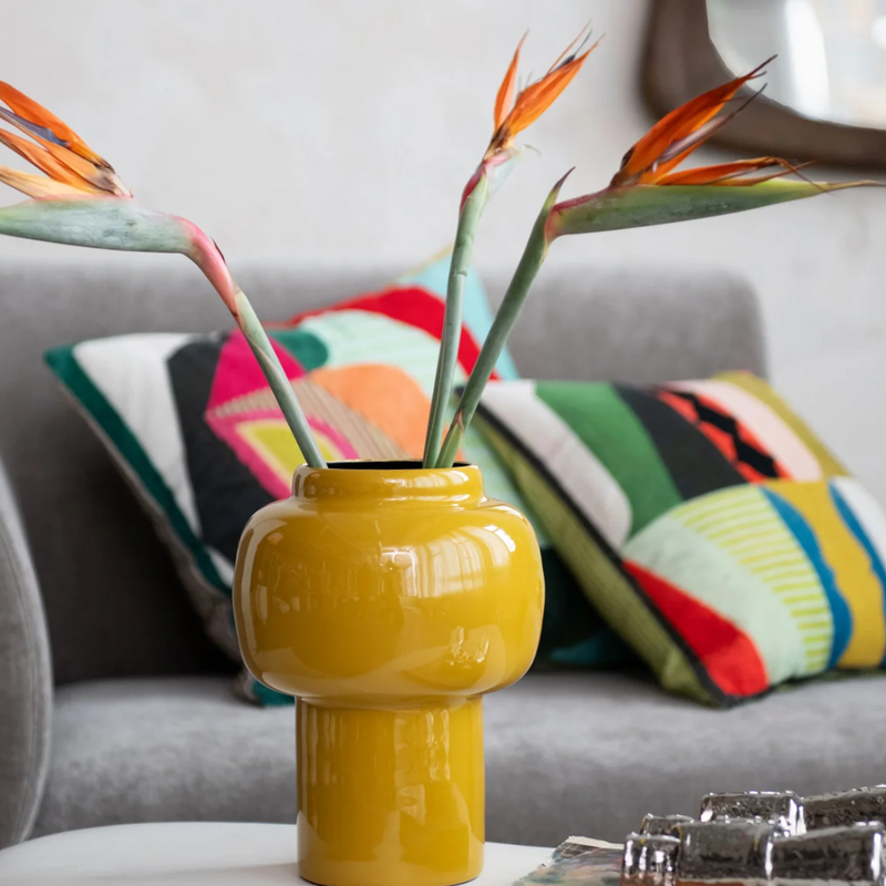 Florero Esmaltado Mostaza