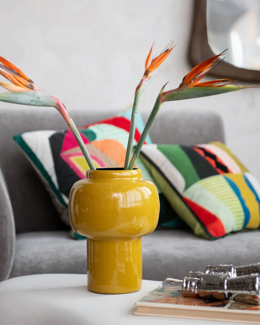 Florero Esmaltado Mostaza