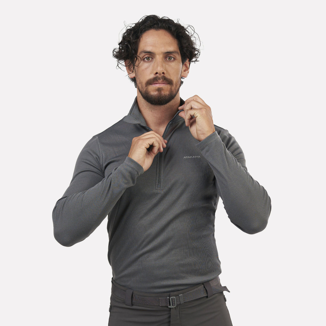 Primera capa térmica Hombre 1/4 Zip-Cuello VentoFit Gris ceniza