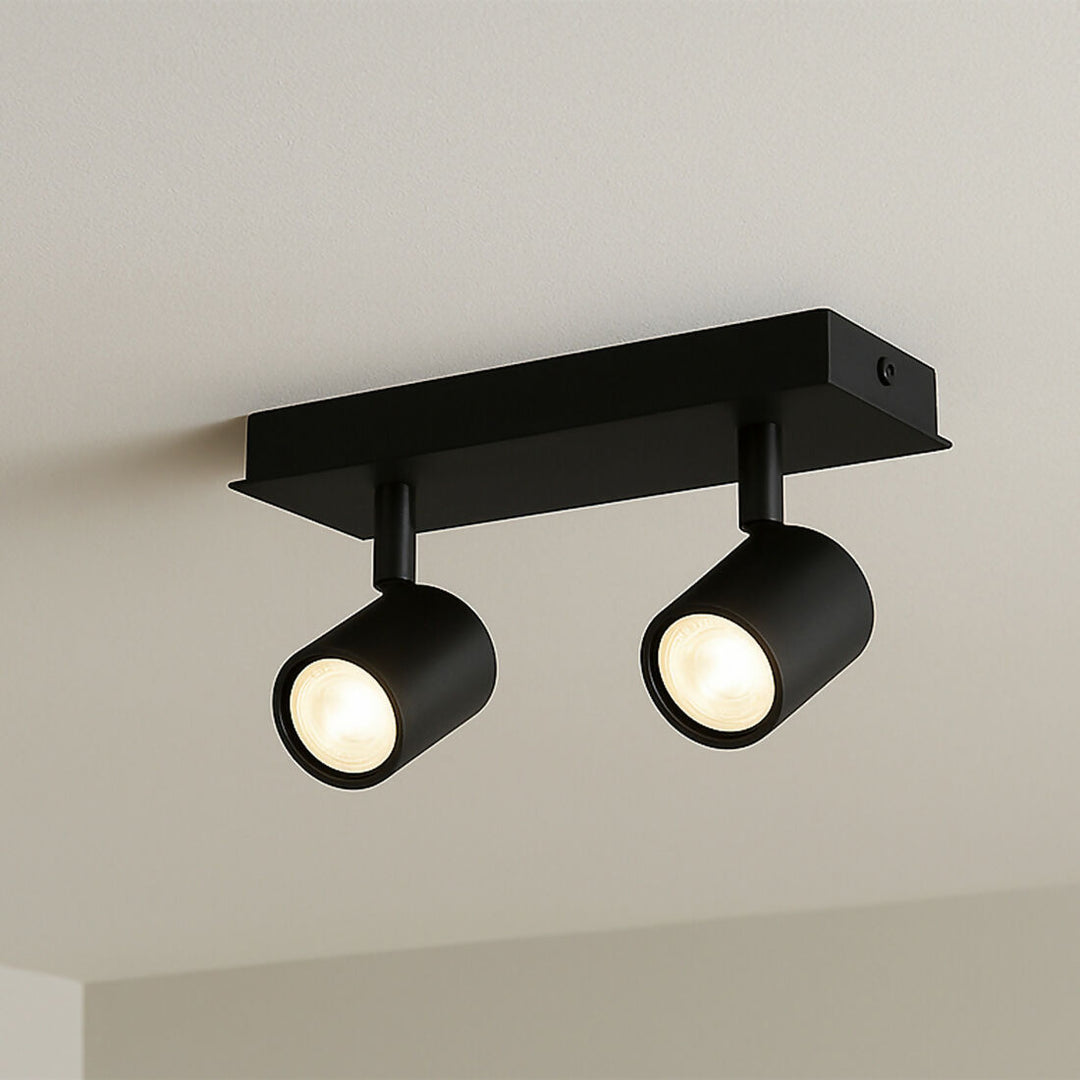 Foco Sobrepuesto 2 luces Cil III Negro Mate Ip44 GU10