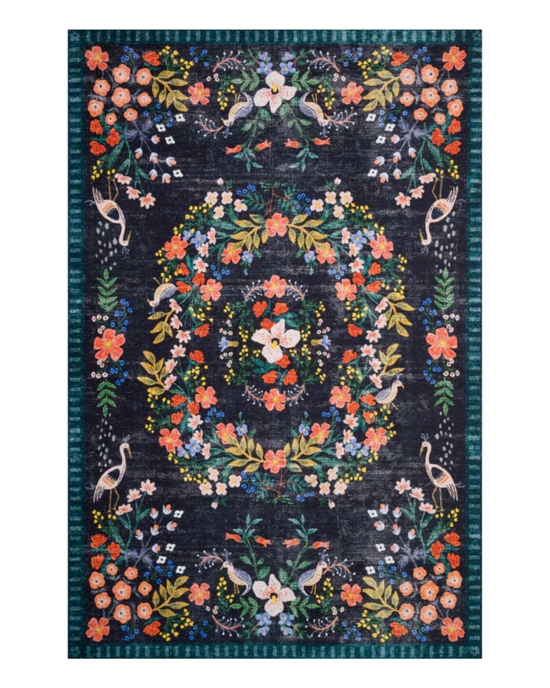 Alfombra Palais 03 Black Multi Rifle Paper Co × Loloi 229x290