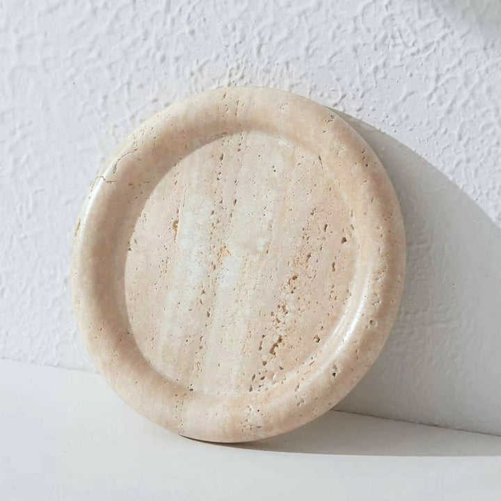 Bandeja Redonda de Piedra Ambar Travertino