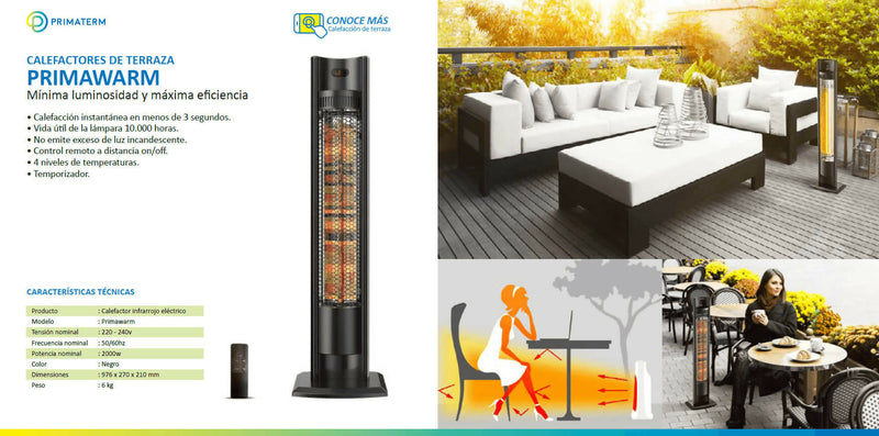 Calefactor de Terraza Primawarm 2000w 2 Niveles PRIMATERM