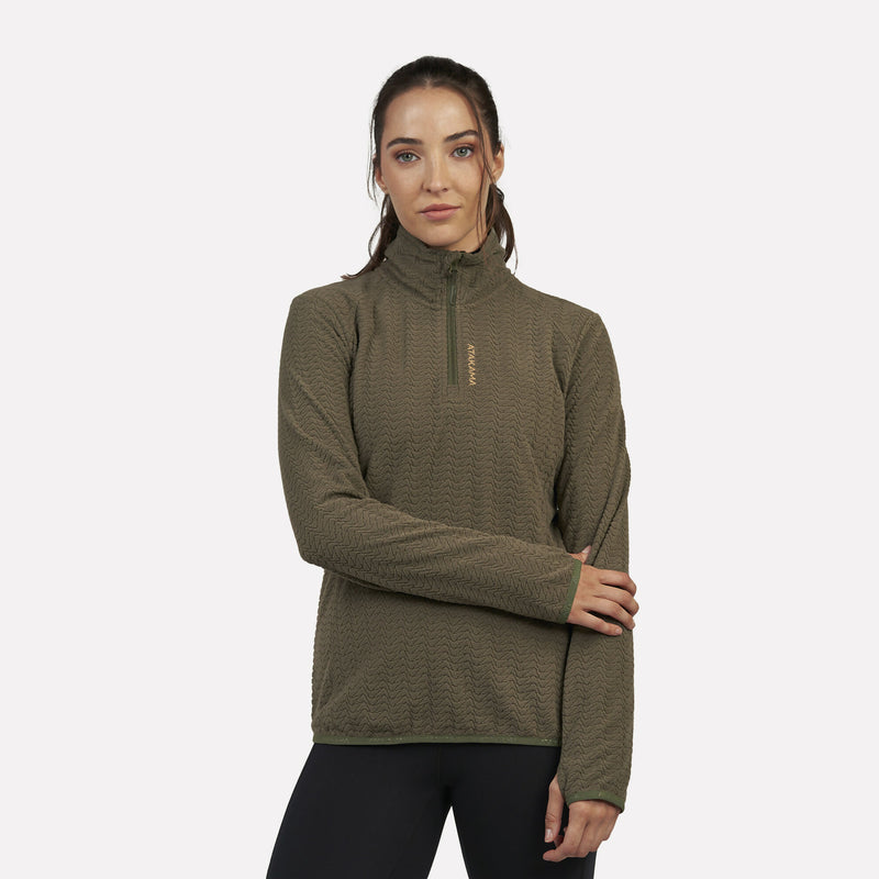 Polar Fleece Ultraligero Mujer 1/4-Zip Volca Verde Oliva