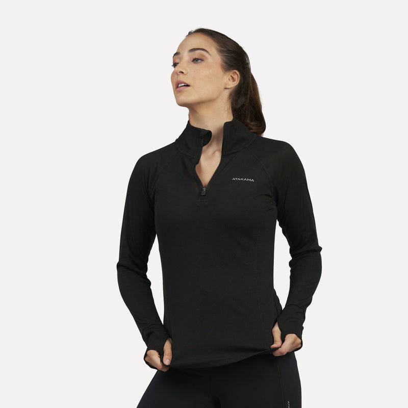 Primera capa Térmica Mujer 1/4 Zip-Cuello VentoFit Negra