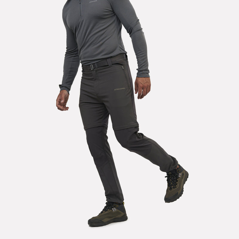 Pantalón de Trekking Desmontable Hombre Andino Gris Roca