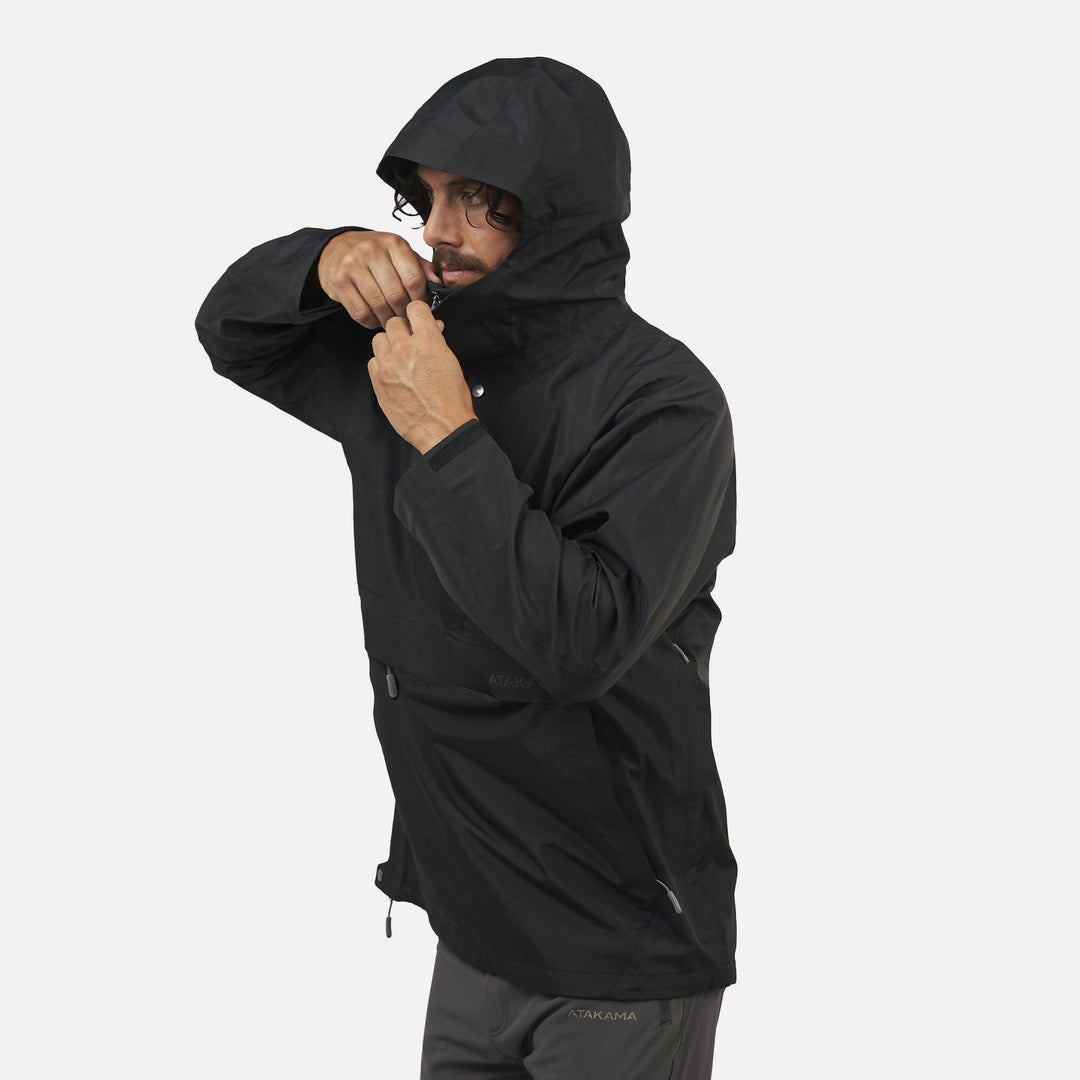 Chaqueta Impermeable Hombre Hanorak Frontera Negra