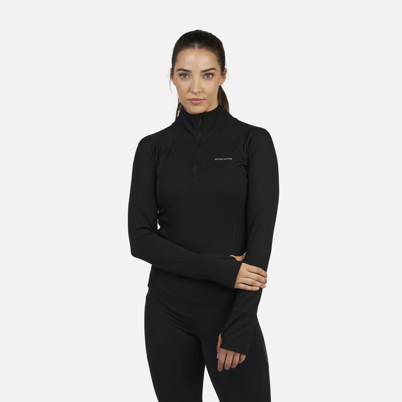 Primera capa Térmica Mujer 1/4 Zip-Cuello VentoFit Negra