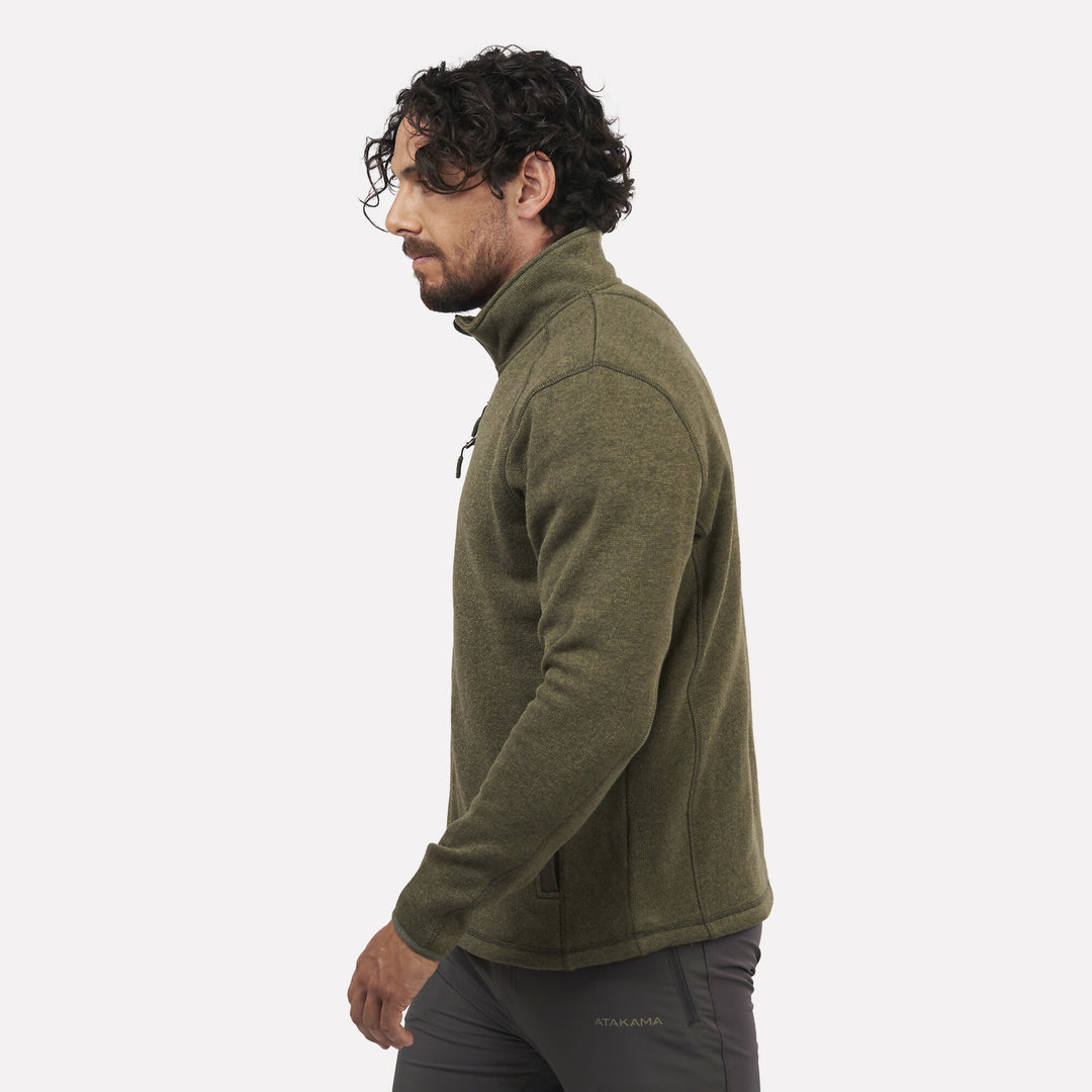 Polar Tejido Hombre Full-Zip Tundra Verde Bosque Jaspeado