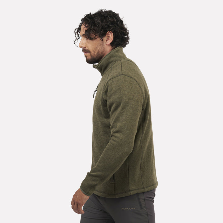 Polar Tejido Hombre Full-Zip Tundra Verde Bosque Jaspeado