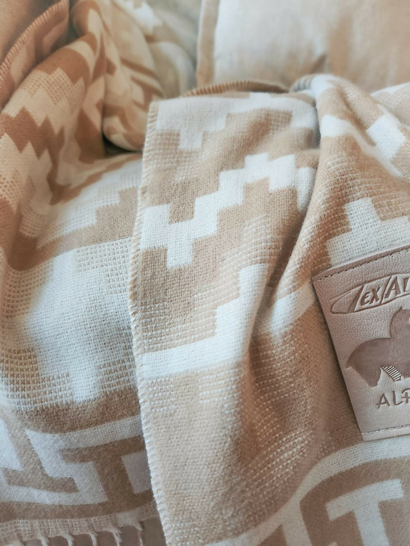 Manta Alpaca Étnica Beige