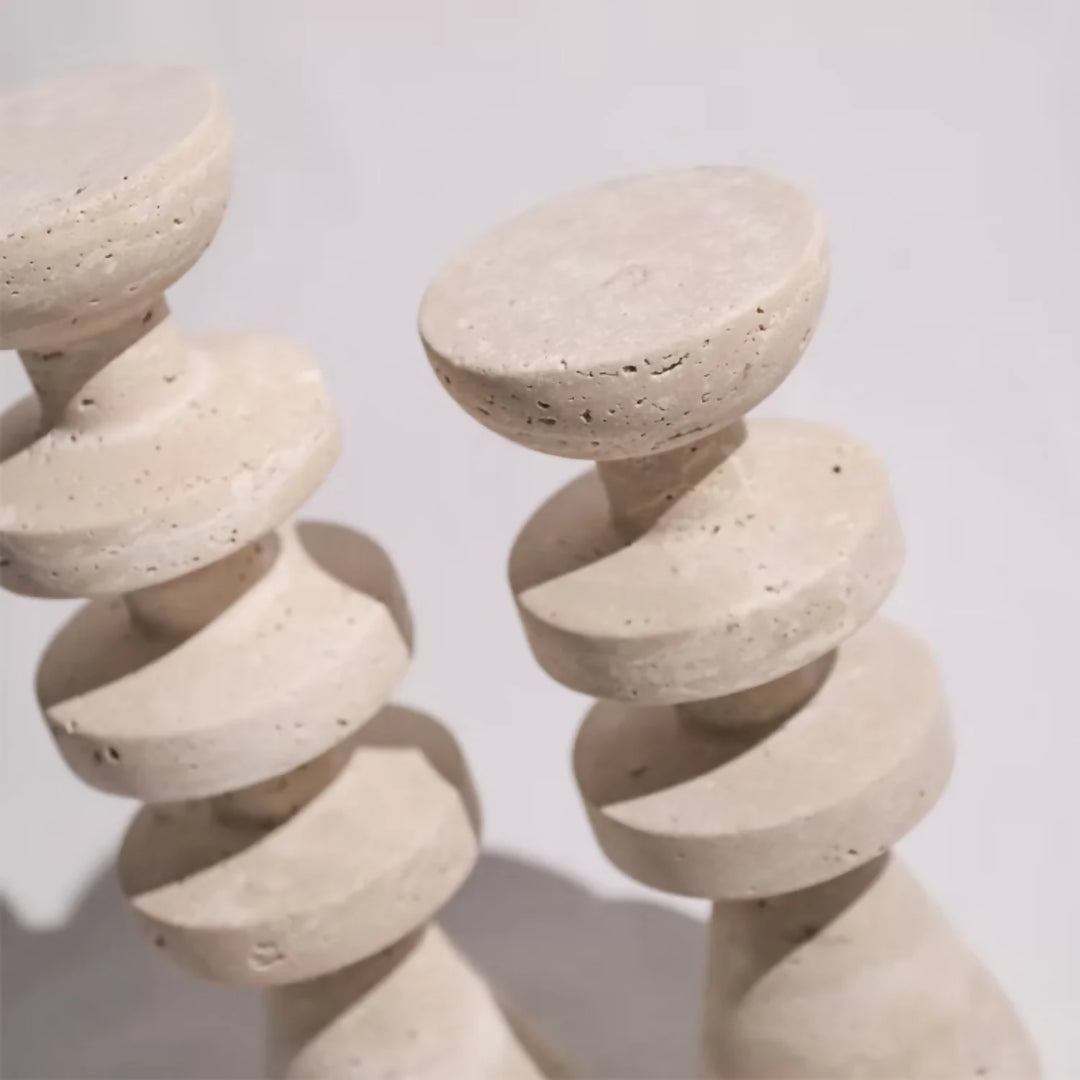 Candelabro Torre Alfil Figura Decorativa Travertino Grande