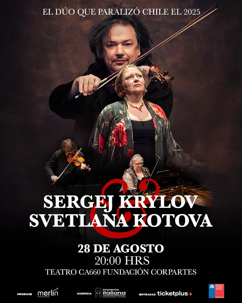 Concierto de violín y piano de Sergej Krylov y Svetlana Kotova en el Teatro CA660 de CorpArtes