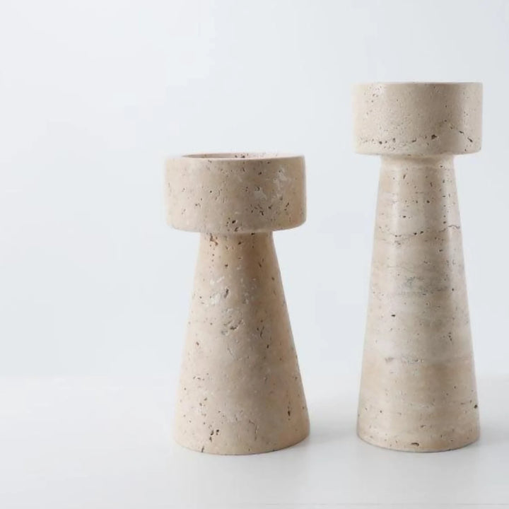 Candelabro Portavelas Marmol Travertino Torre Pequeño