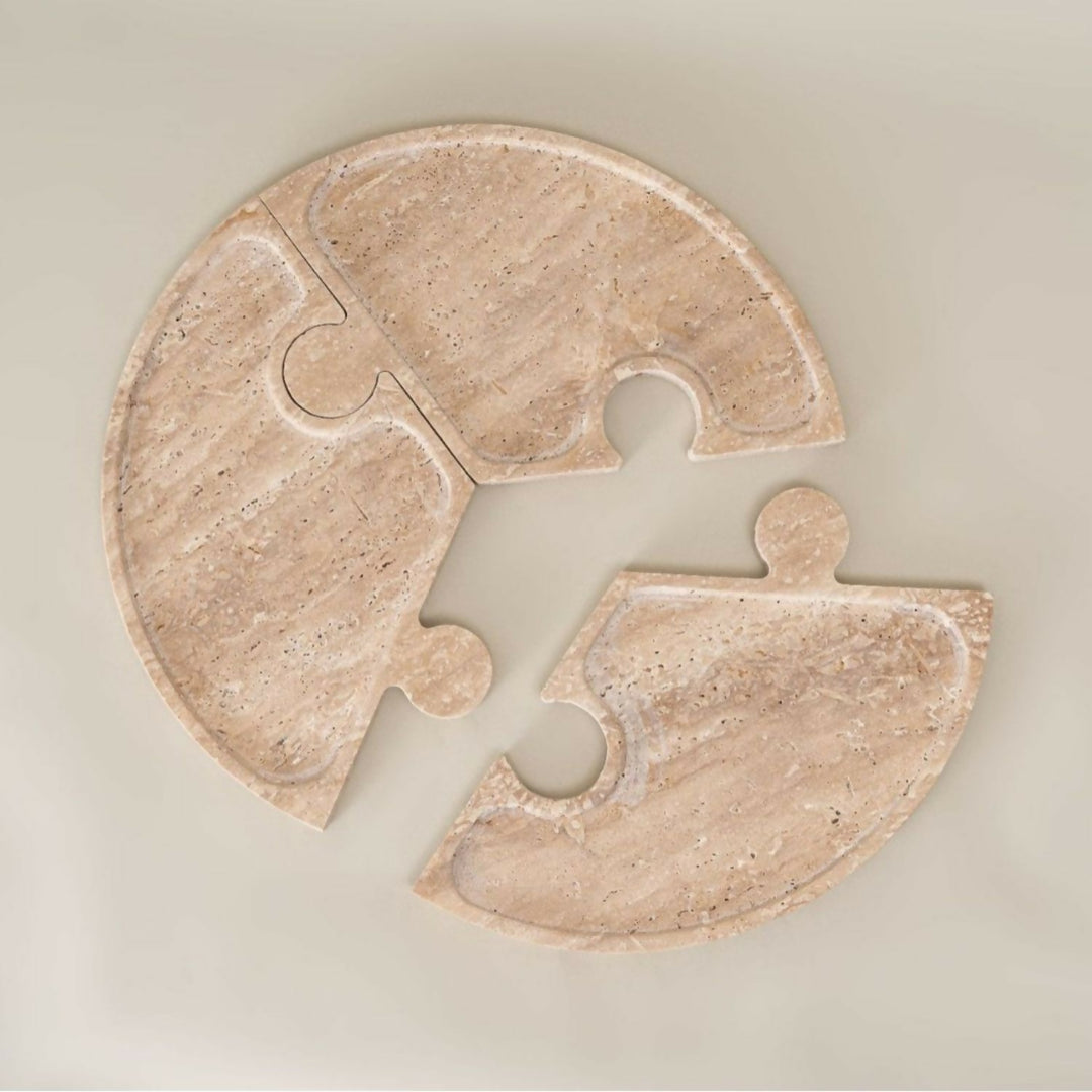 Bandeja de Piedra Puzzle Travertino Deco y Aperitivos