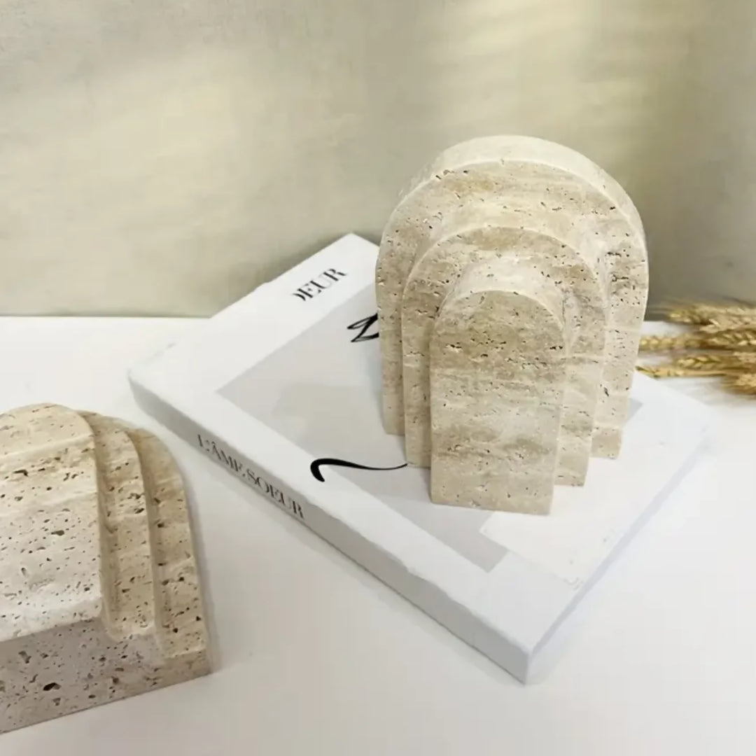 Sujeta Libros Escultura Griega Travertino Soporte