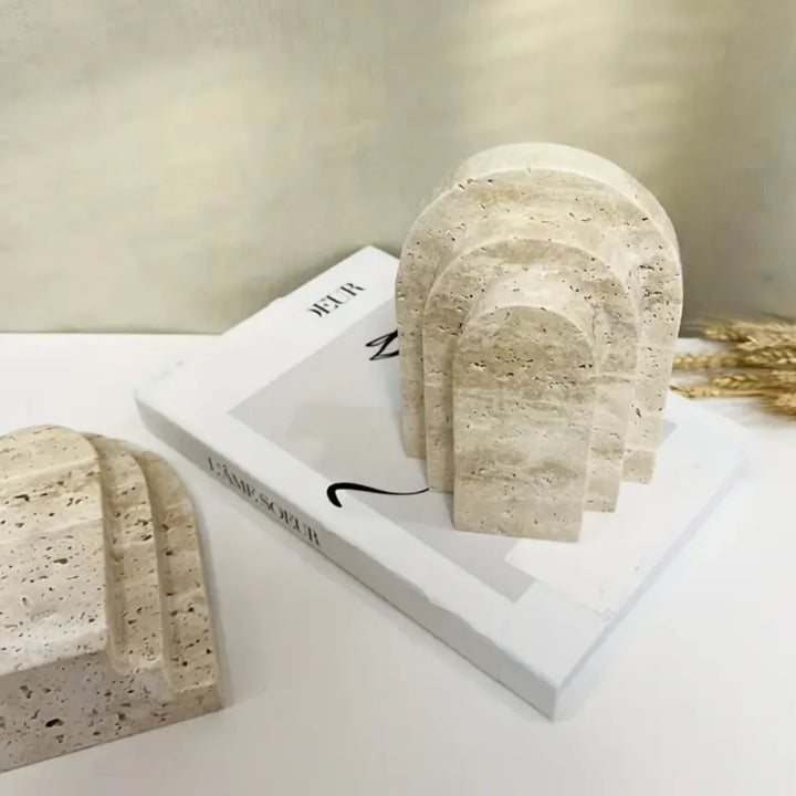 Sujeta Libros Escultura Griega Travertino Soporte