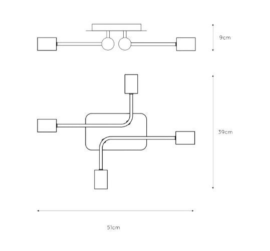 LAMPARA DE TECHO LESTER NEGRO 4xE27
