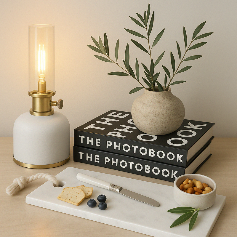 Pack Estilo & Inspiración: Lámpara Argand + Libro The Photo Book + Tabla Mármol
