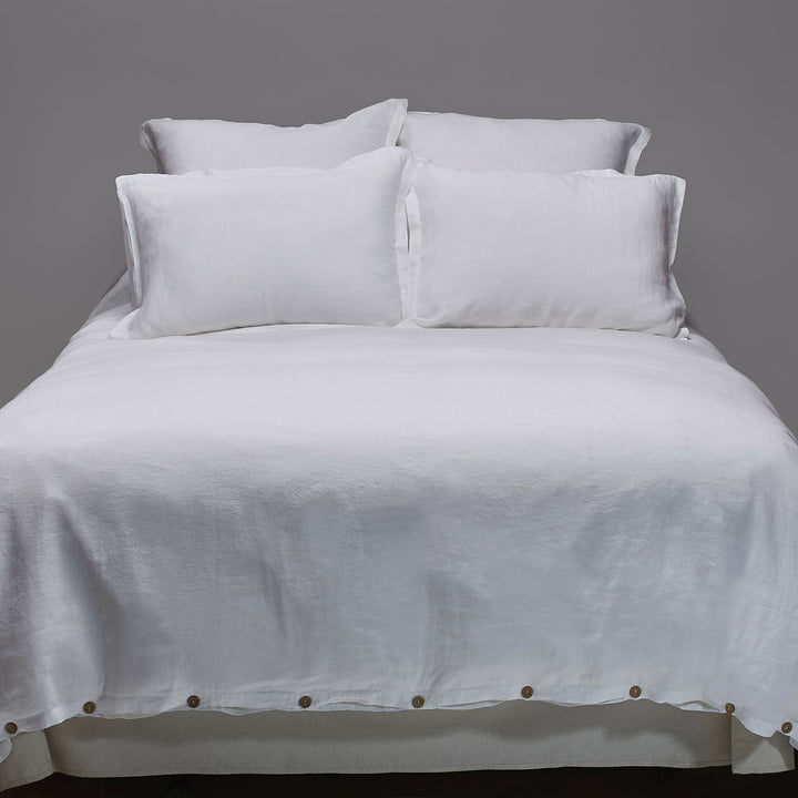 Set 2 Fundas de almohada 100% lino prelavado, color blanco